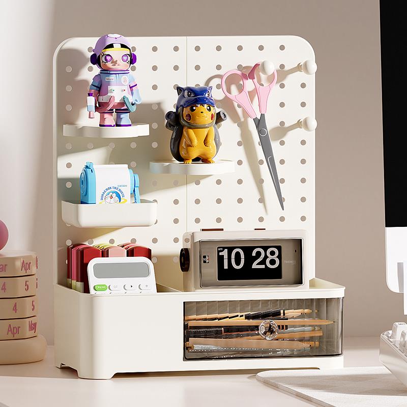 桌面洞洞板置物架办公桌书桌化妆品学生宿舍笔筒桌上整理架收纳层