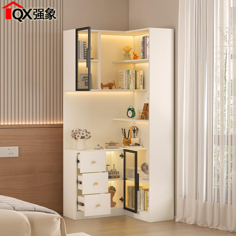 转角书柜客厅沙发角柜三角边柜墙A角柜置物架卧室拐角收纳柜子F60