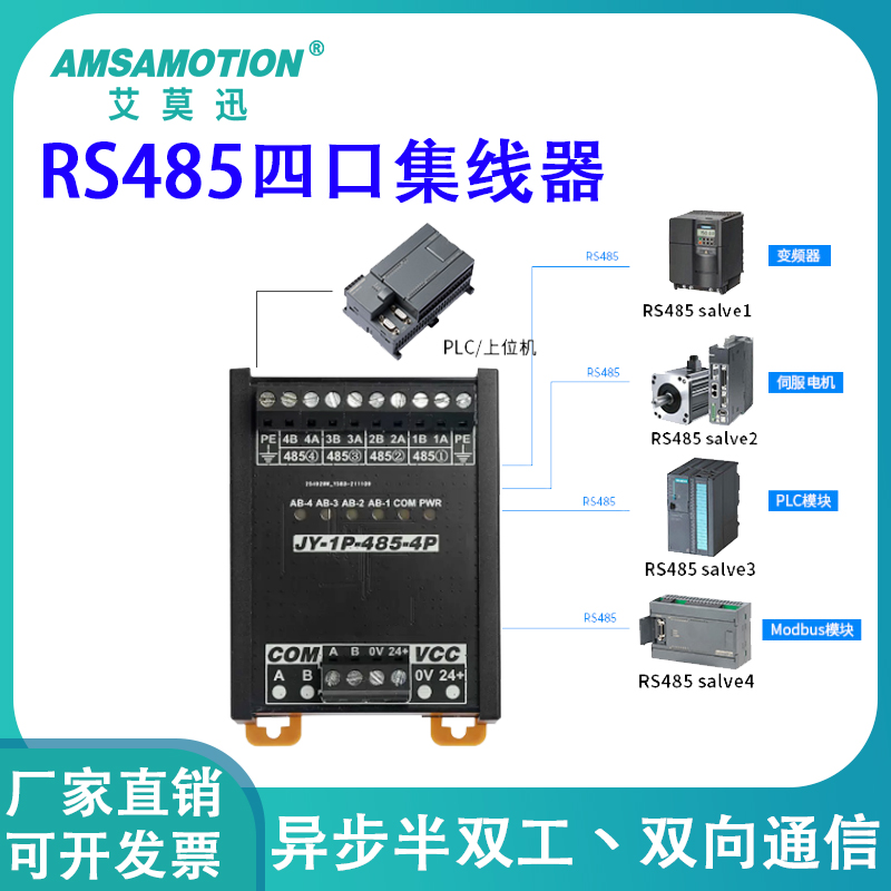 RS485/232集线器4路RS485集线分共享器485分割器1进4出隔离
