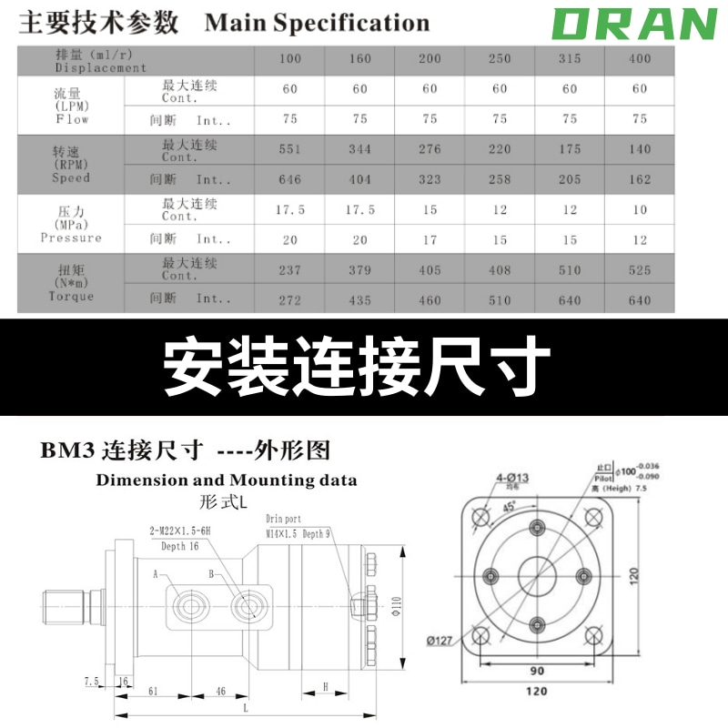 BM3液压马达/BM2-160 125 315吊车挖机起重旋转盘渔船起网 油马达