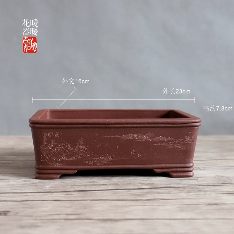 精品双线马槽 精品紫砂手工花盆 大号高档绿植盆景盆