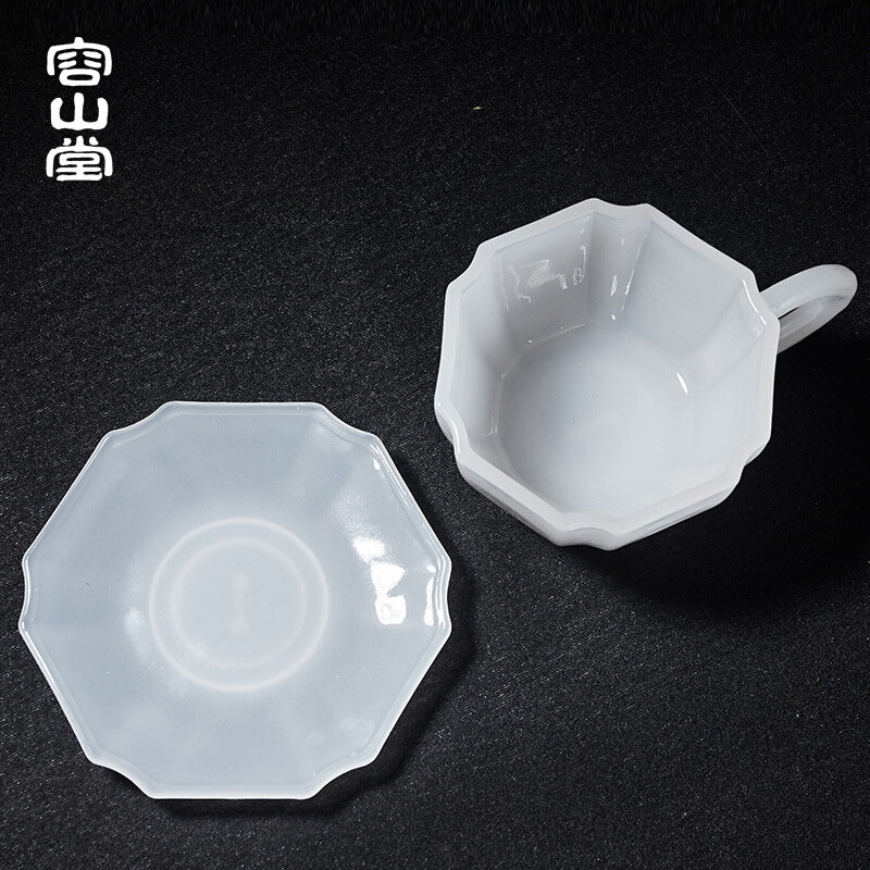 新品容山堂玉瓷咖啡杯碟套装小精致ins风水杯玻璃杯简约中国风茶