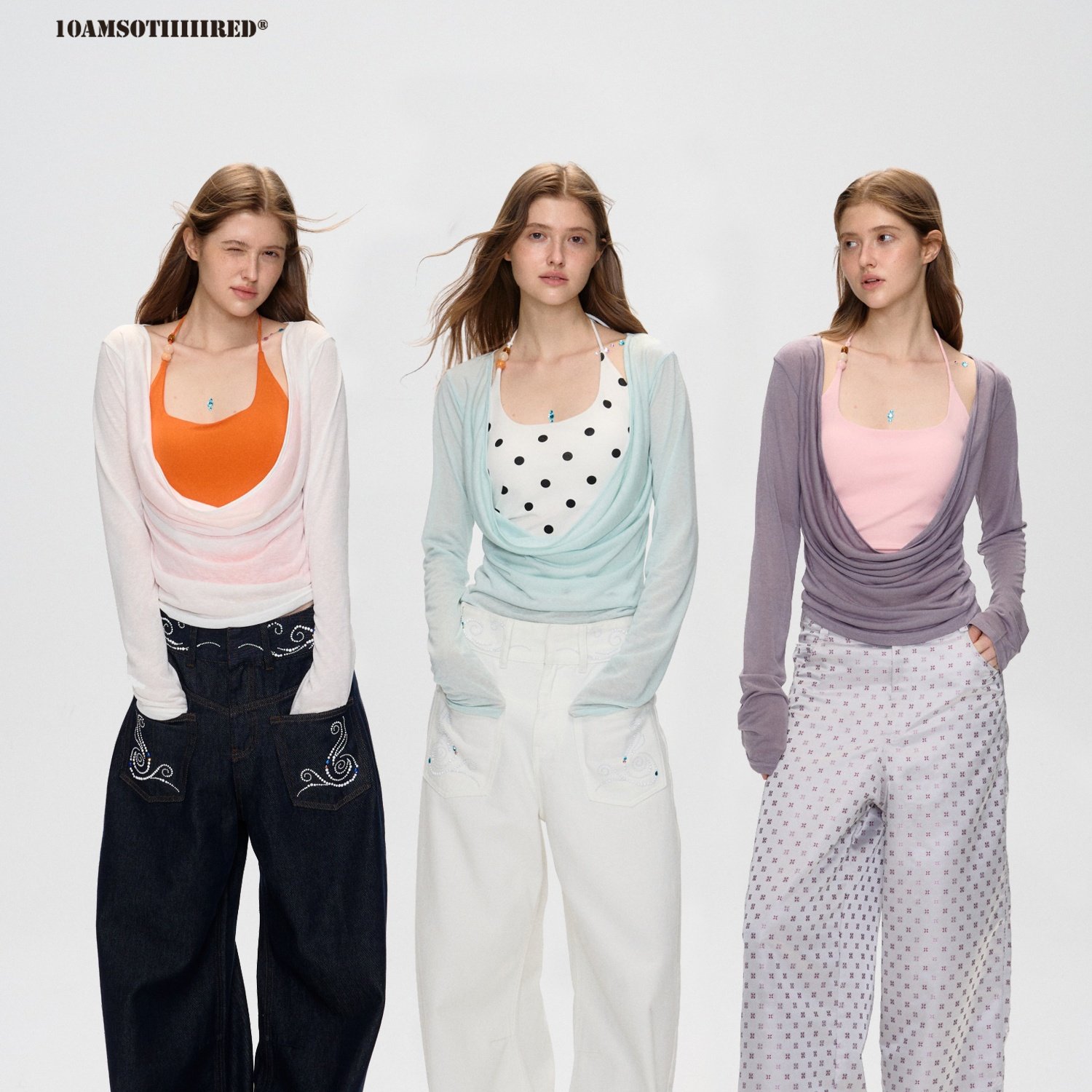 10AMsotiiiiired 莱赛尔大U领荡领设计感长袖罩衫防晒衫