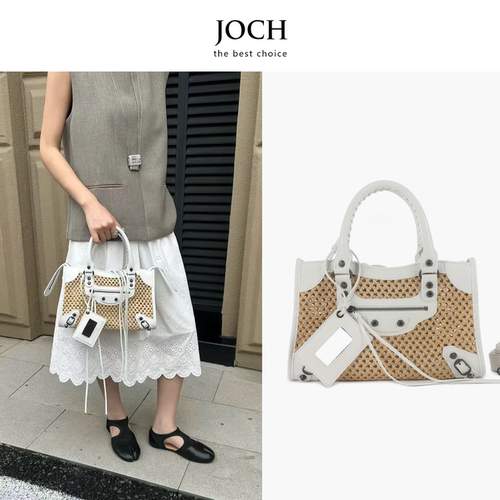 夏leCity机车包女编织草编包潮酷