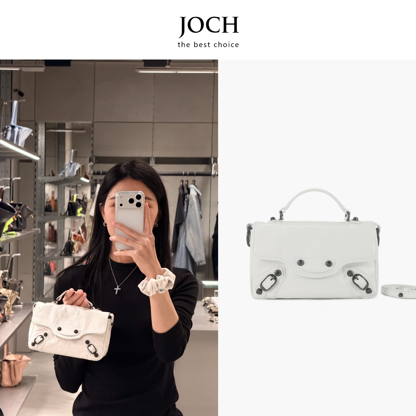 JOCH春夏Nano甜酷风迷你机车包油蜡皮手提斜挎小方包小众设计女包