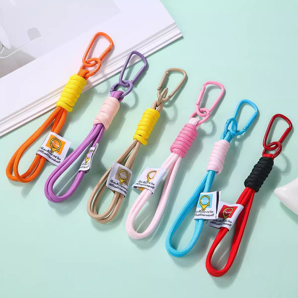 拼色手机挂绳涤纶编织绳钥匙扣挂件高颜值结实耐用包包挂饰品配件