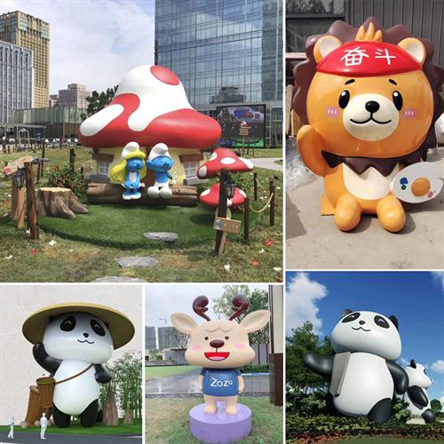 玻璃钢卡通雕塑定制大型潮玩网红公仔玩偶吉祥物商业造景美陈摆件