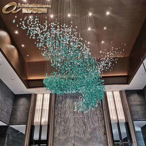 定制彩色冰块灯水晶玻璃石头吊灯售楼部沙盘吊灯酒店装饰琉璃挂件