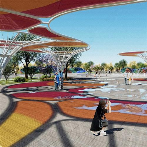 大型户外不锈钢廊架凉亭雕塑厂家金属钢结构异形长廊园林景观摆件