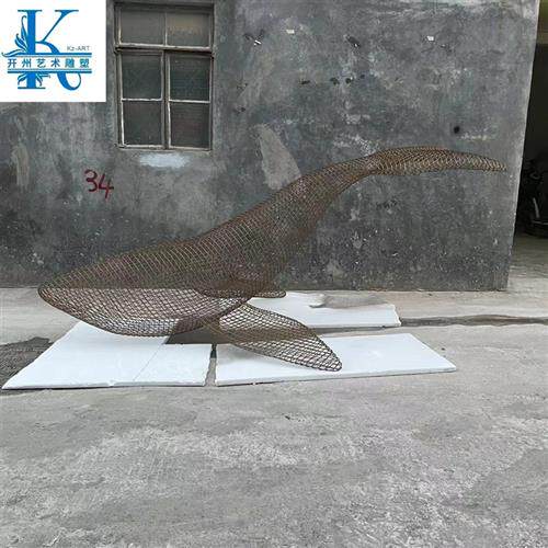 不锈钢抽象鲸鱼空中悬挂软装吊饰雕塑大堂会所商场酒店艺术装饰品