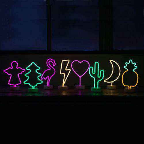 霓虹装饰灯五角星火烈鸟小夜灯网红房间背景创意台灯造型灯