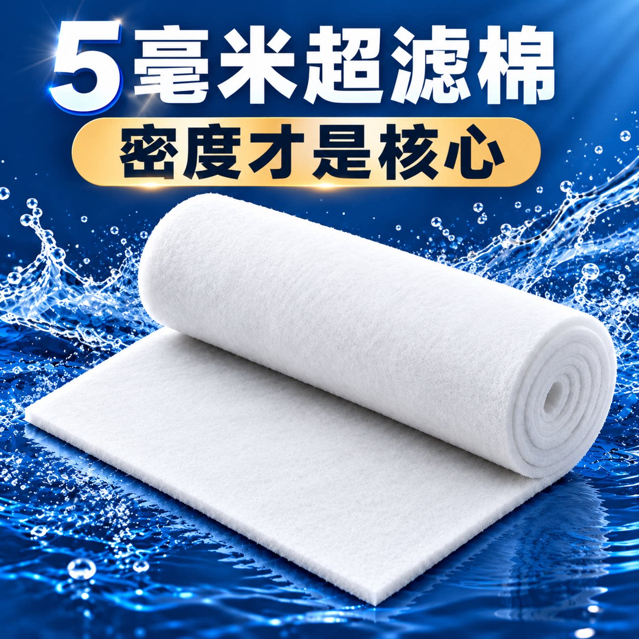 超滤棉鱼缸专用高密度超薄过滤棉5mm洗不烂滤材极细过滤棉不堵水