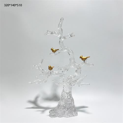 售楼处样板间透明树脂发财树雕塑家居创意摆件客厅艺术软装装饰品