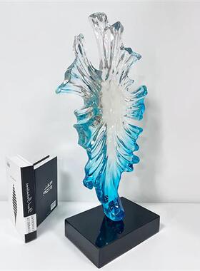 现代简约透明抽象创意树脂摆件酒店售楼处展厅会所玄关桌面装饰品