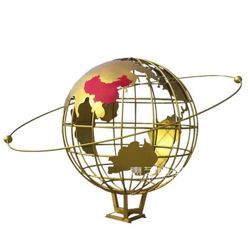 不锈钢地球仪雕塑定制户外广场景观大型铁艺镂空球发光金属摆件