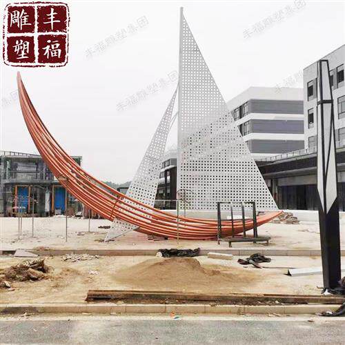 不锈钢喷泉船雕塑户外金属流水喷泉造型售楼部不锈钢水景雕塑摆件