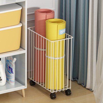 瑜伽垫收纳筒健身运动家庭体育器材储物筐夹缝置物架带轮子省空间