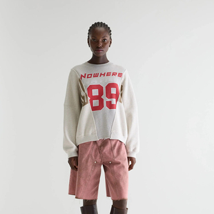 Bellerose 美式复古运动风长袖数字印花T恤女宽松潮流百搭上衣