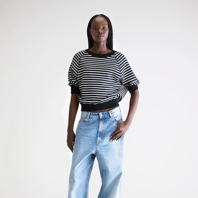 Bellerose 设计感小众撞色条纹内搭上衣短款法式休闲女士长袖卫衣