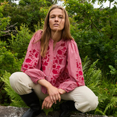 Sissel 宽松休慵懒风印花上衣 长袖 Edelbo法式 刺绣花卉条纹衬衫