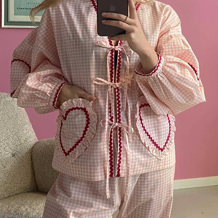 Sissel Edelbo 上衣女100%有机棉府绸面料制成饰有浅粉色格纹印花