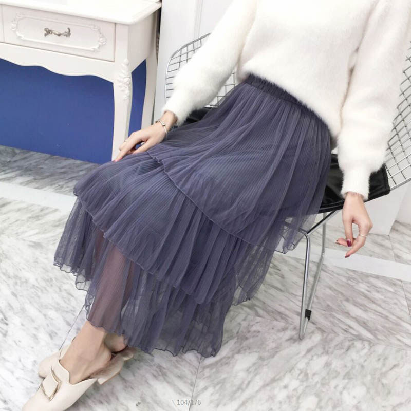 蛋糕裙半身裙ins秋冬仙女网纱2019新款中长款chic学生百褶长裙子|msdalam kategori Butik wanita / wanita, skirt - dari Buy2taobao.com untuk memberikan perkhidmatan ejen Taobao profesional membeli