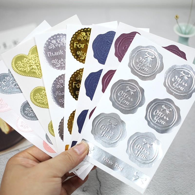 立体浮雕烫金火漆印章贴纸不干胶贺卡装饰礼物礼品圆形信封封口贴