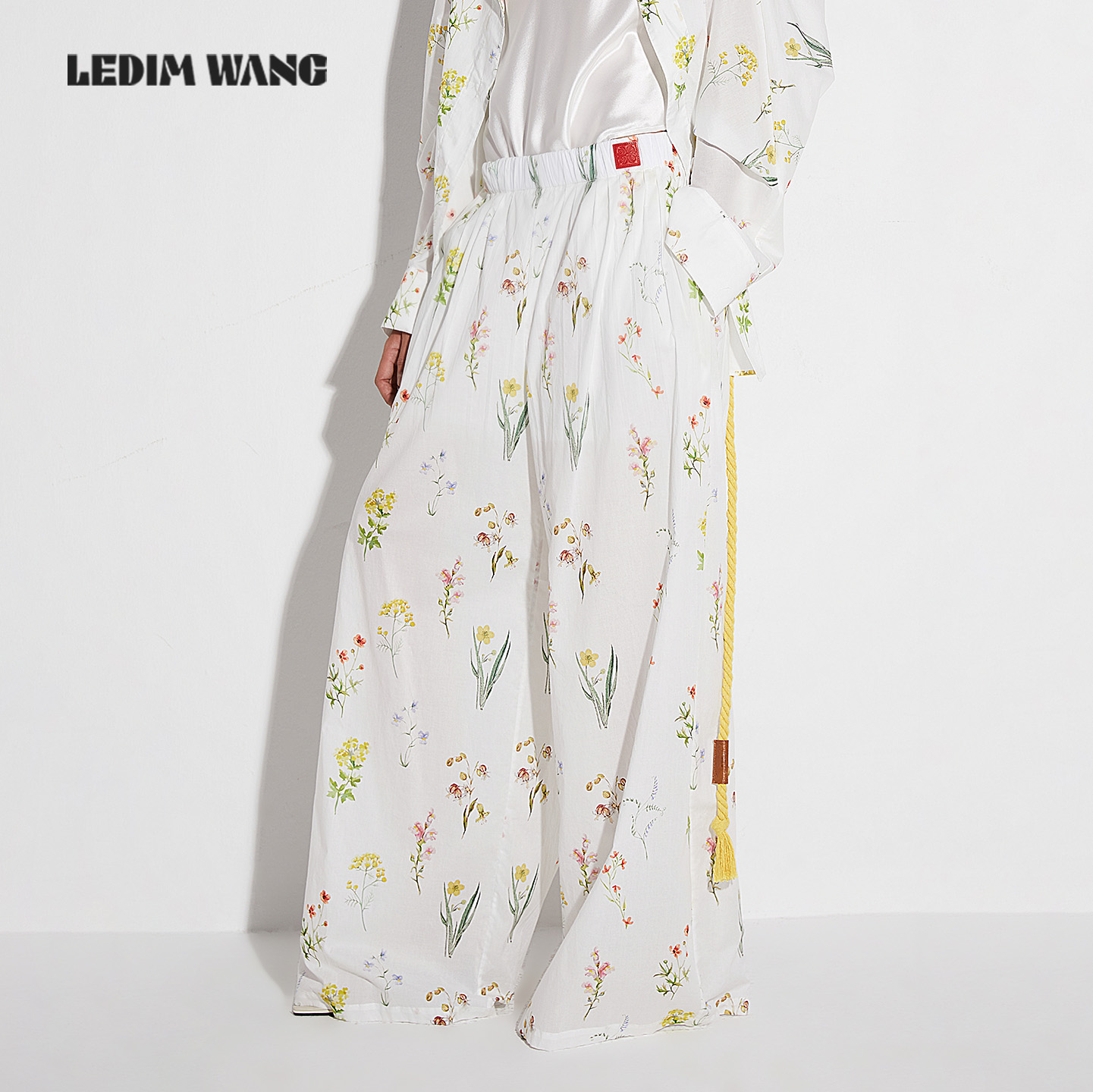 LEDIMWANG碎花褶子宽松阔腿裤