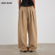 女25秋冬卡其色宽松高智阔腿长裤 LEDIM WANG极简风解构羊毛休闲裤