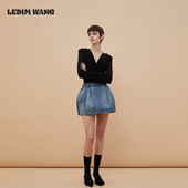 LEDIM WANG复古花苞牛仔半裙女小众设计高级感百搭合身时尚 小短裙