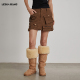 多口袋堆叠半身裙女25秋冬新款 LEDIM WANG白标 棕色不对称短裙