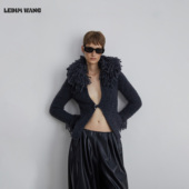 设计感修身 LEDIM 上衣 开衫 女25冬新款 WANG白标 雾感流苏毛针织衫