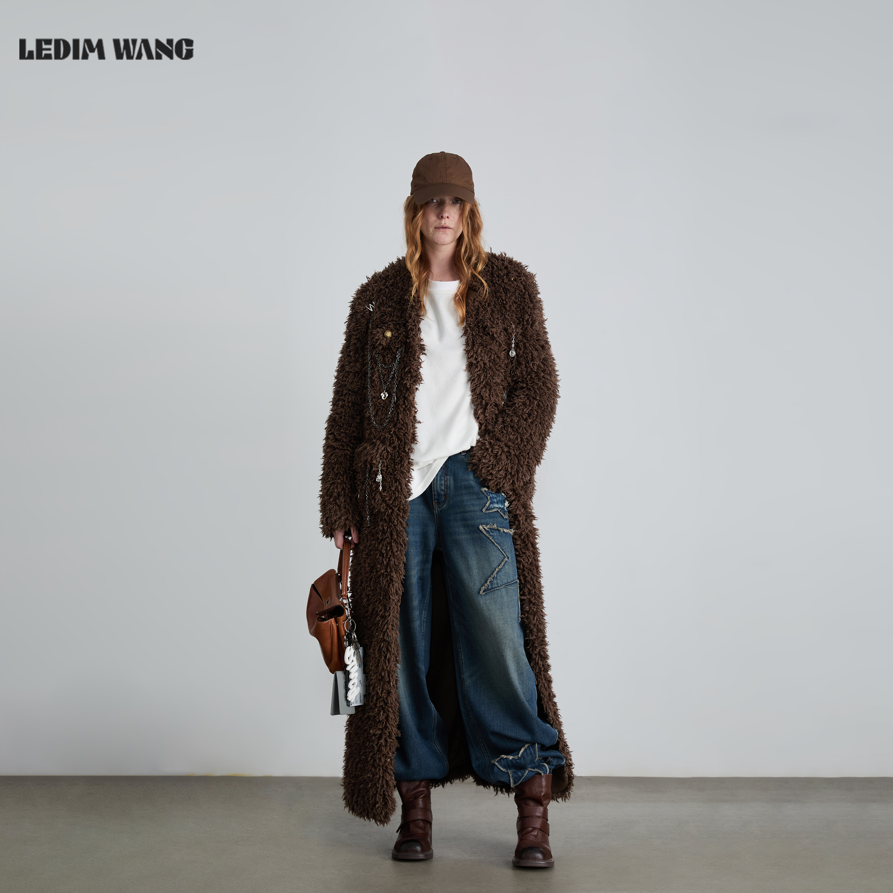LEDIMWANG游牧风毛绒长款外套