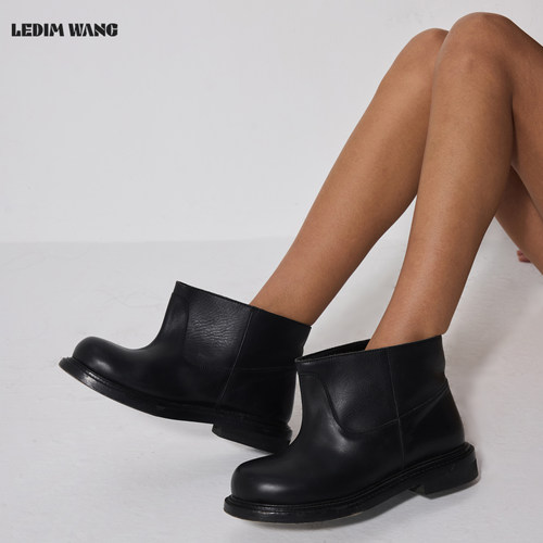 LEDIMWANG英伦风黑色浅口短靴女