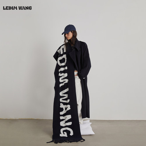 LEDIMWANG字母提花羊毛流苏围巾