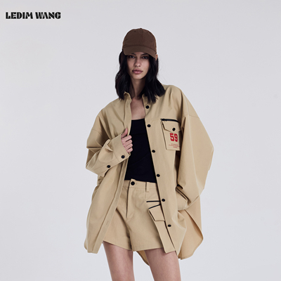 LEDIMWANG卡其色宽松衬衫女