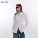 WANG绑带收腰衬衫 女2026春新款 白色字母印花长袖 LEDIM 修身 上衣