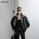 LEDIM 黑色夹克外套 新款 WANG白标 不对称口袋宽松仿皮衣女25冬季