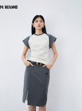 LEDIM WANG刺绣开叉半身裙女2024夏季新款设计师原创高级感铅笔裙