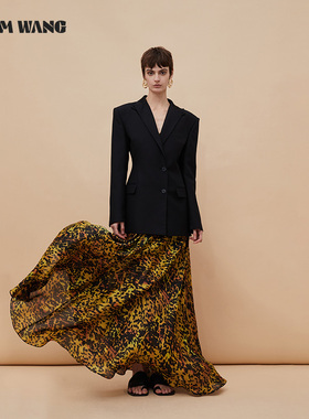 LEDIM WANG宽肩沙漏黑色西装女高级感收腰修身长袖新款西服外套