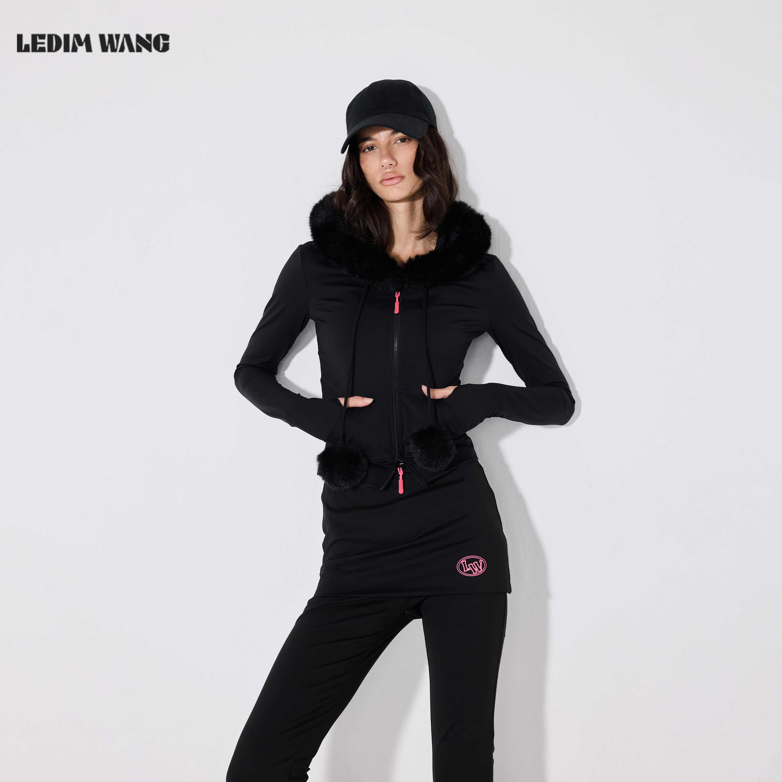 LEDIMWANG拼接毛领开衫外套女图片