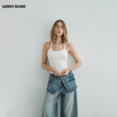 WANG白标 U领胸垫工字吊带背心女2025秋季 新款 LEDIM 白色修身 上衣