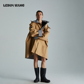 WANG游牧风卡其色连帽风衣外套女宽松中长款 LEDIM 明星同款