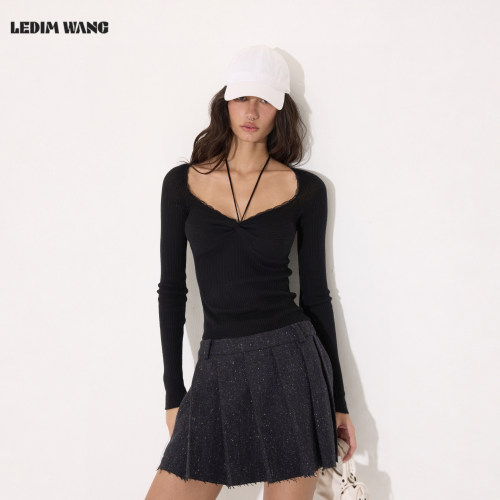 LEDIMWANG蕾丝花边羊毛针织衫女