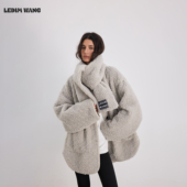 LEDIM 明星同款 WANG毛毛外套水貂灰仿羊羔毛皮草女26冬新款
