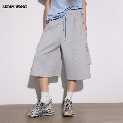 LEDIMWANG高街花灰色休闲裤