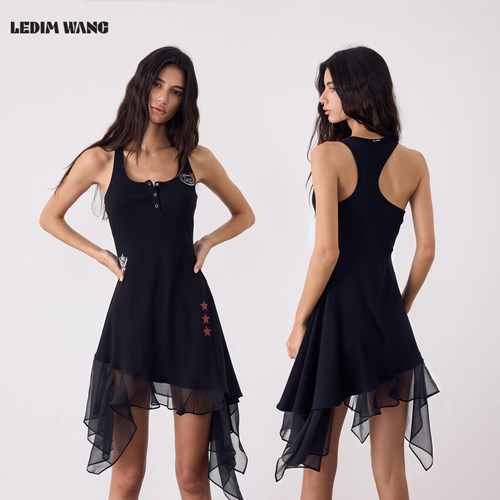 LEDIMWANG美式辣妹风网纱连衣裙