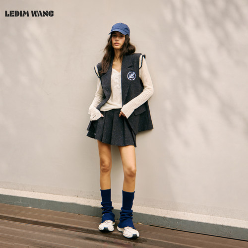 LEDIMWANG绵羊毛垫肩西装马甲女