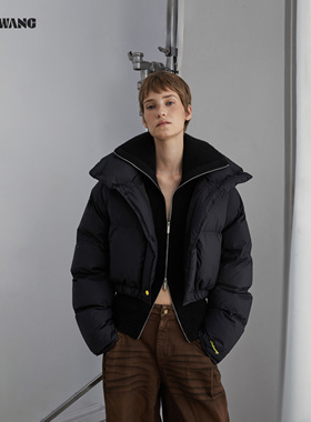 LEDIM WANG红标/量感暖核立领羽绒服短款外套女25冬新款黑色上衣