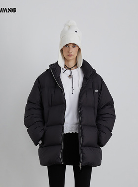 LEDIM WANG白标/量感暖核泡芙羽绒服女白鹅绒黑色外套2025冬新款